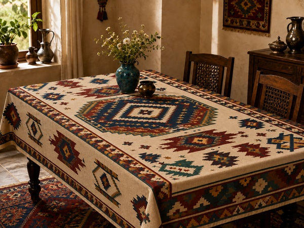 رومیزی و زیر سفره طرح گلیم