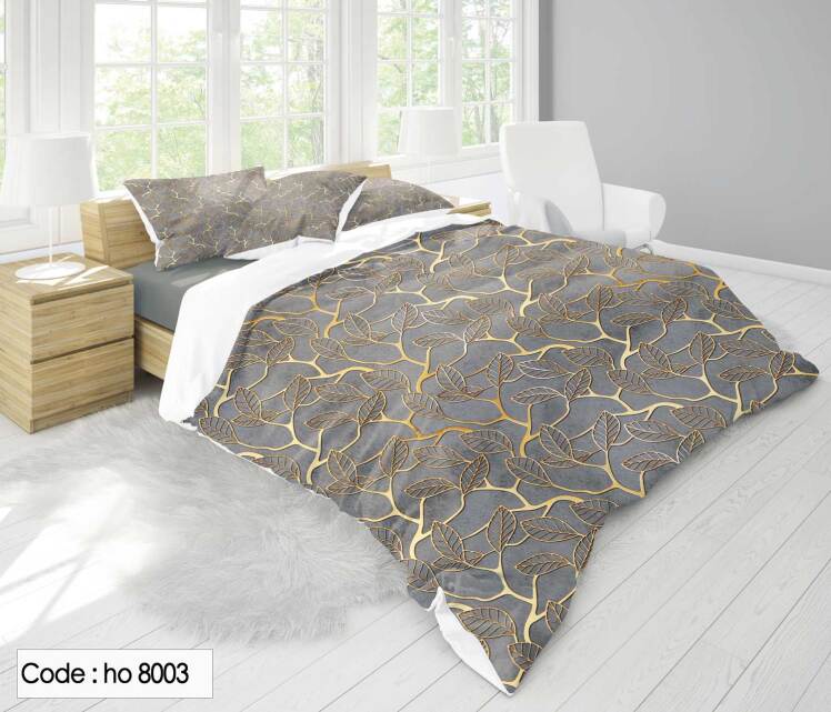 روتختی طرح برگ طوسی طلایی کد 8003